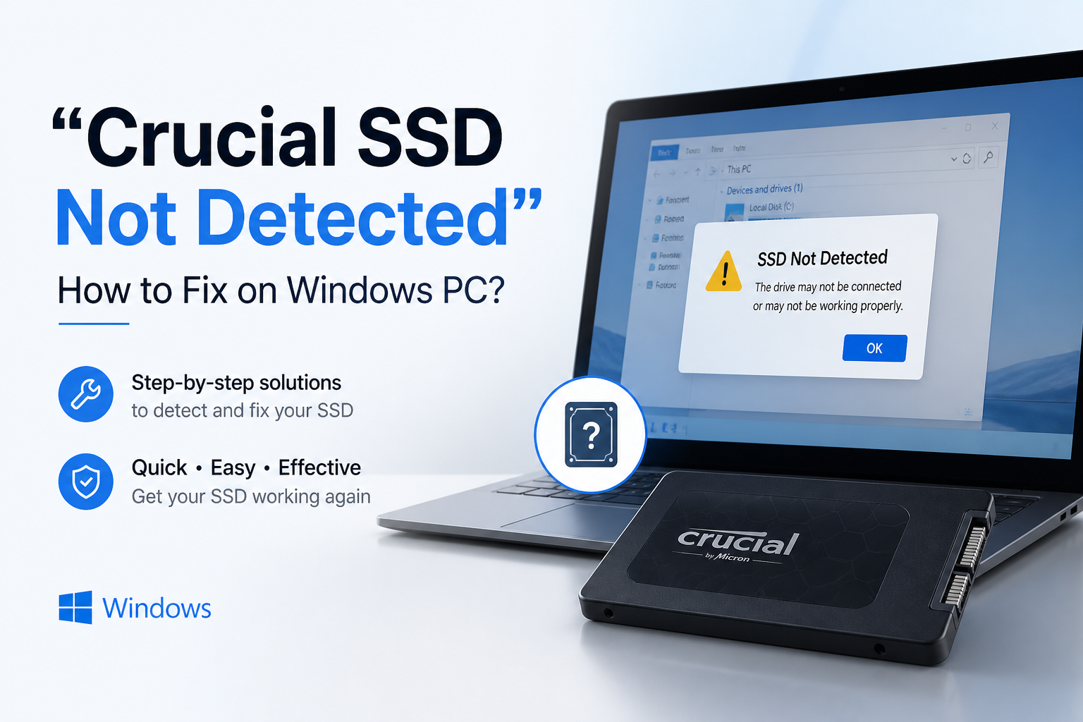 “Crucial SSD Not Detected” How to Fix on Windows PC?