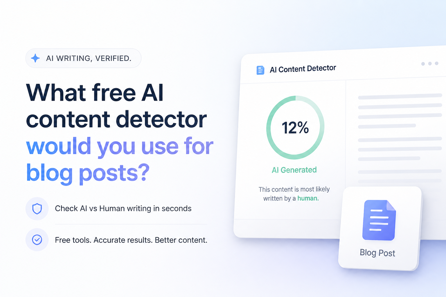 What free AI content detector would you use for blog posts?